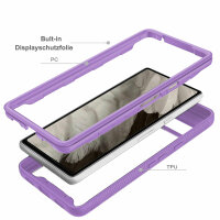 Google Pixel 7A Handyhülle 2-teilig 360° Grad Hülle mit Displayschutz Glas 9H Lila