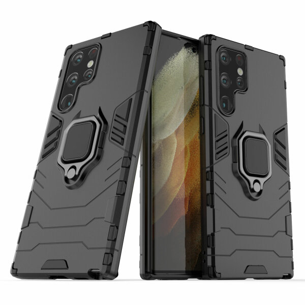 Schutz Hülle für Samsung Galaxy S22 Ultra, Silikon Ring Case Cover Outdoor TPU