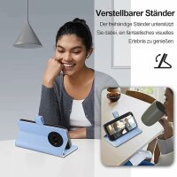 Handykette Xiaomi Hülle mit Band Handyhülle Kartenfächer PU Leder Umhängetasche Redmi A3 Hellblau