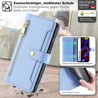 Handykette Xiaomi Hülle mit Band Handyhülle Kartenfächer PU Leder Umhängetasche Redmi Note 12 5G / Poco X5 5G Hellblau
