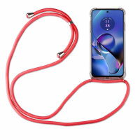 Handykette für Motorola Moto G54 Handyhülle mit Band Hülle mit Schnur Back Cover Rot
