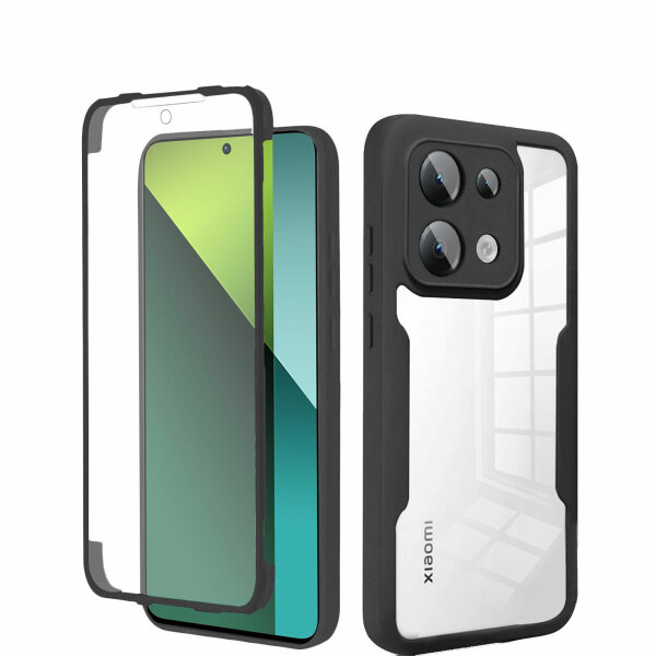 360° Grad Hülle Xiaomi Redmi Note 13 Pro 5G mit Integriertem Displayschutz Schwarz