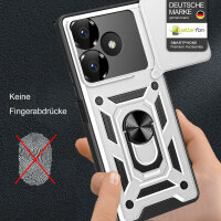 Outdoor Panzer Hülle Xiaomi Redmi 13 /Poco M6 Handyhülle Kameraschutz Ringhalter Silber