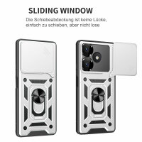 Outdoor Panzer Hülle Xiaomi Redmi 13 /Poco M6 Handyhülle Kameraschutz Ringhalter Silber