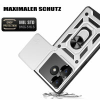 Outdoor Panzer Hülle Xiaomi Redmi 13 /Poco M6 Handyhülle Kameraschutz Ringhalter Silber