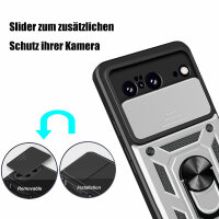 Outdoor Panzer Hülle Google Pixel 8 Handyhülle mit Kameraschutz Ringhalter Cover Silber