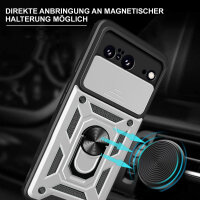 Outdoor Panzer Hülle Google Pixel 8 Handyhülle mit Kameraschutz Ringhalter Cover Silber