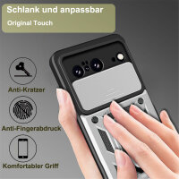 Outdoor Panzer Hülle Google Pixel 8 Handyhülle mit Kameraschutz Ringhalter Cover Silber