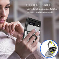 Outdoor Panzer Hülle Google Pixel 8 Handyhülle mit Kameraschutz Ringhalter Cover Silber