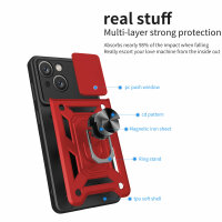 Handyhülle für Apple iPhone 15 Pro Max - Ring Panzer Case Rot