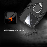 Hülle Xiaomi 14 Handyhülle Stoßfest 360° Drehbarer Ring Ständer TPU Back Cover Schwarz