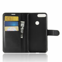 Handy Tasche Huawei Handyhülle Cover Case Klapp Schutz Hülle Etui Wallet Bumper Huawei Honor 7C Schwarz