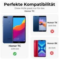 Handy Tasche Huawei Handyhülle Cover Case Klapp Schutz Hülle Etui Wallet Bumper Huawei Honor 7C Schwarz