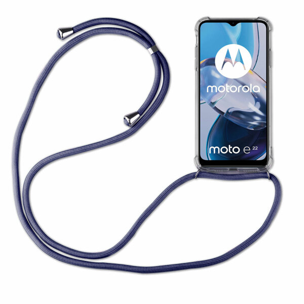 betterfon Handykette für Motorola Moto E22i / E22 Handyhülle mit Band Hülle  Blau