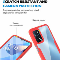 360° Grad Hülle Oppo A16 / A16s Handyhülle vollschutz Integriertem Displayschutz Rot