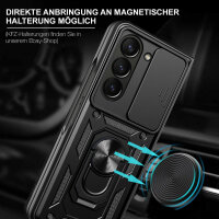 Outdoor Panzer Hülle für Samsung Galaxy Z Fold 5 mit Kameraschutz Ringhalter  Schwarz