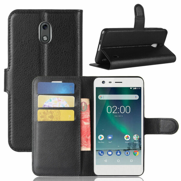 Nokia 2 Handy Tasche Flip Cover Wallet Case Klapptasche Buch Schutz Hülle Etui