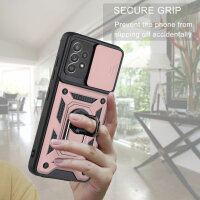 Outdoor Panzer Hülle für Samsung Galaxy A52 mit Kameraschutz Ringhalter Bumper Rosegold