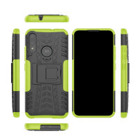 Handy Tasche Lenovo Motorola Panzer Hülle Hybrid Case Cover Schutzhülle Bumper Motorola Moto E6 Plus Grün