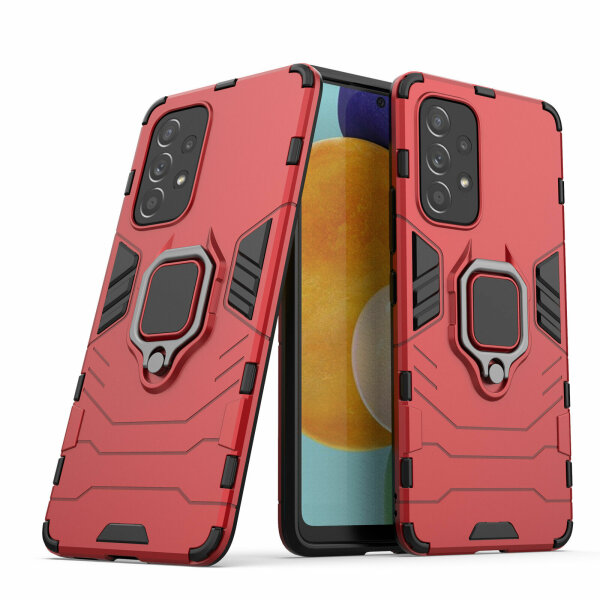 Hülle für Samsung Galaxy A53 5G, Schutzhülle Handy Tasche Ring Case Cover Bumper Rot