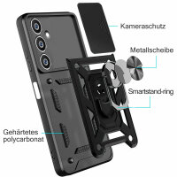 Outdoor Panzer Hülle für Samsung Galaxy S23 FE mit Kameraschutz Ringhalter Case Schwarz