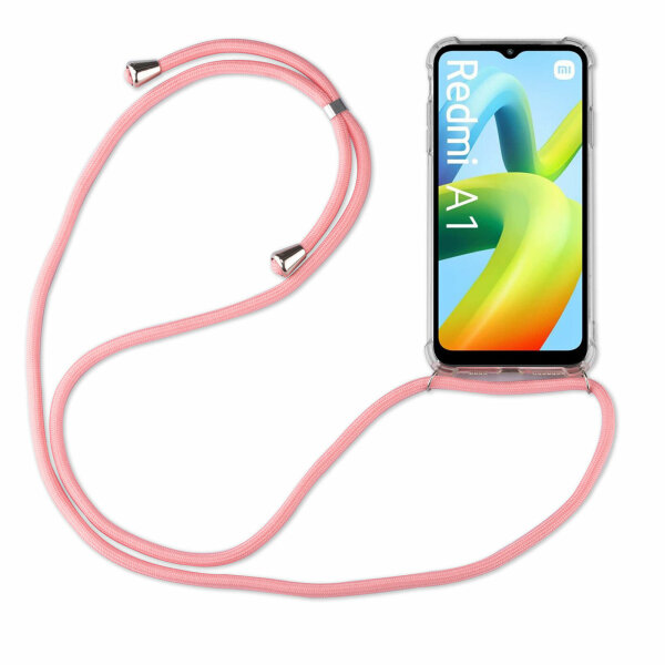 Handykette für Xiaomi Redmi A1 Handyhülle mit Band Hülle mit Kordel Handy Tasche Rosa