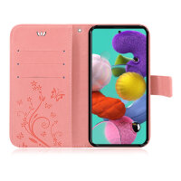 Handy Tasche für Samsung Galaxy A51 SM-A515 Hülle Case Buchhülle Klapphülle TPU Blume Rosegold