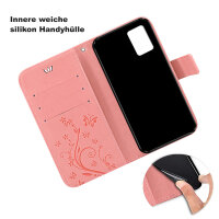 Handy Tasche für Samsung Galaxy A51 SM-A515 Hülle Case Buchhülle Klapphülle TPU Blume Rosegold