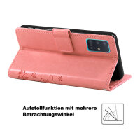 Handy Tasche für Samsung Galaxy A51 SM-A515 Hülle Case Buchhülle Klapphülle TPU Blume Rosegold