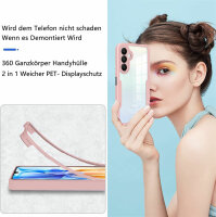 360° Hülle für Samsung A55, 360 Grad Handyhülle mit Integriertem Displayschutz Rosa
