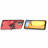 Hülle Xiaomi Redmi 13C / Poco C65 Hülle Handyhülle Stoßfest 360° Drehbarer Ring Rot
