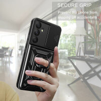 Outdoor Panzer Hülle für Samsung Galaxy A35 mit Kameraschutz Ringhalter Bumper  Schwarz