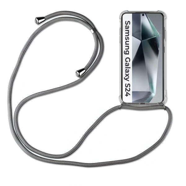Handykette für Samsung S21 S22 S23 S24 FE Plus Ultra Handyhülle mit Band Hülle Galaxy S24 Grau