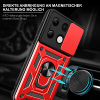 Outdoor Panzer Hülle Xiaomi Redmi Note 13 4G Handyhülle Kameraschutz Ringhalter  Rot