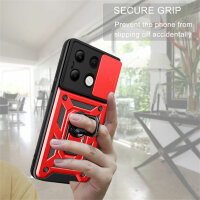 Outdoor Panzer Hülle Xiaomi Redmi Note 13 4G Handyhülle Kameraschutz Ringhalter  Rot