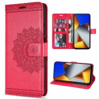 Handyhülle Hülle für Xiaomi POCO M4 Pro 4G, Handy Tasche Schutz Flip Case Schale Rot