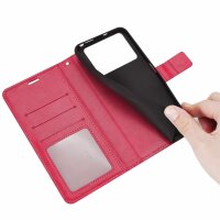 Handyhülle Hülle für Xiaomi POCO M4 Pro 4G, Handy Tasche Schutz Flip Case Schale Rot