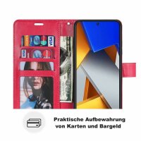 Handyhülle Hülle für Xiaomi POCO M4 Pro 4G, Handy Tasche Schutz Flip Case Schale Rot
