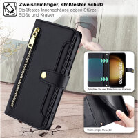 Handykette Samsung Hülle mit Band Handyhülle Kartenfächer PU Leder Umhängetasche Galaxy S23 Schwarz