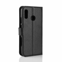 Handy Tasche Huawei Handyhülle Cover Case Klapp Schutz Hülle Etui Wallet Bumper Huawei P Smart+ Schwarz