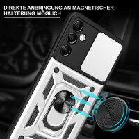 Outdoor Panzer Hülle für Samsung Galaxy A14 mit Kameraschutz Ringhalter Bumper  Silber