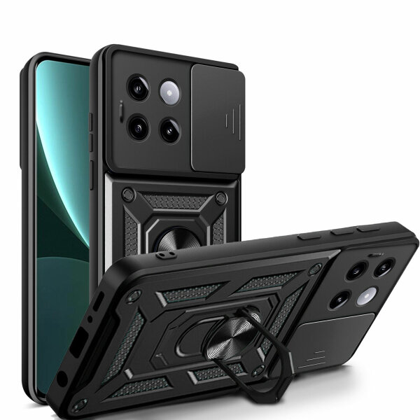 Outdoor Panzer Hülle Xiaomi 14 Pro Handyhülle Kameraschutz Ringhalter Backcover Schwarz