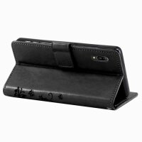 Huawei Handy Tasche Handyhülle Schutz Hülle Blumen Flip Cover Buch Case Etui Huawei Y6 2019 Schwarz