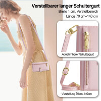 Handykette Samsung Hülle mit Band Handyhülle Kartenfächer PU Leder Umhängetasche Galaxy A35 Rosa