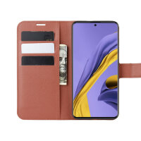 Handy Tasche für Samsung Galaxy A51 SM-A515 Hülle Case Buchhülle Klapphülle TPU PU-Leder Braun