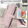 Handykette Samsung Hülle mit Band Handyhülle Kartenfächer PU Leder Umhängetasche Galaxy A14 Rosa