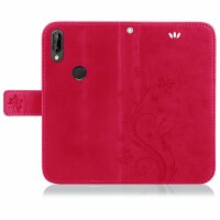 Huawei Handy Tasche Handyhülle Schutz Hülle Blumen Flip Cover Buch Case Etui Huawei P20 Lite Pink