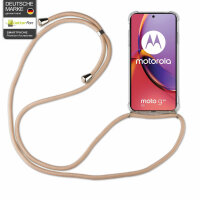 Handykette für Motorola Moto G85 Smartphone Halskette Hülle Handyhülle mit Korde Beige / Braun