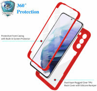 360° Grad Hülle für Samsung Galaxy S22 vollschutz Integriertem Displayschutz Rot