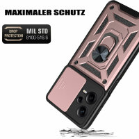 Outdoor Hülle Xiaomi Redmi Note 12 Pro+ Handyhülle mit Kameraschutz Ringhalter Rosegold